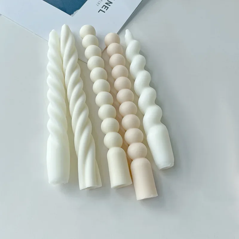 Long Striped Candle Mold Spiral Pattern Long Stem Scented Candle Silicone Mould Twist Long Strip Mold Candle Making Supplies
