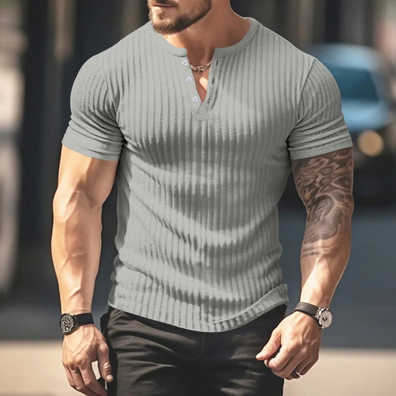 

Casual Slim Men's Short-sleeved T-shirt For Summer Comfortable Breathable Solid Color Shirt Breathable Street Fashion Clothing