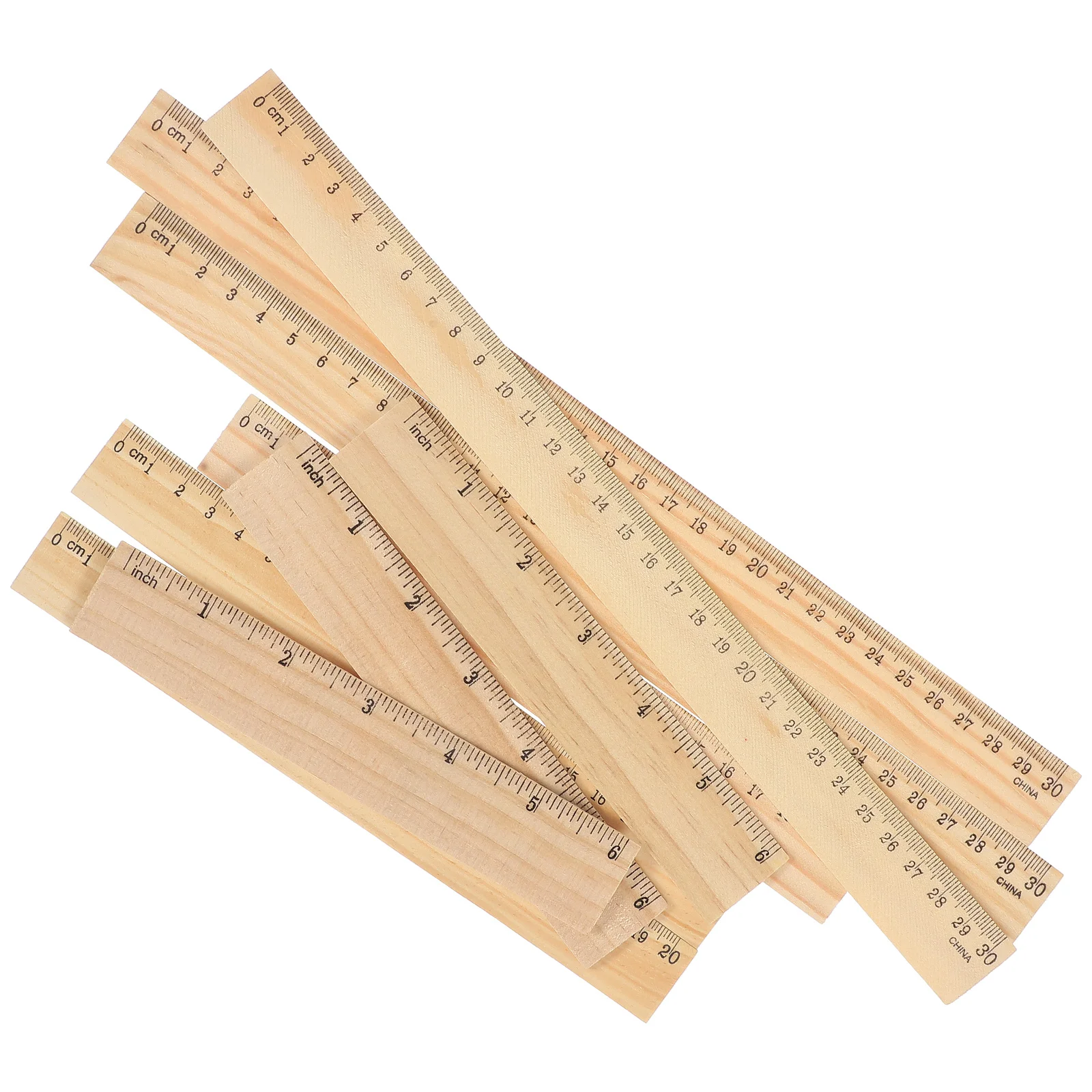 9 Pcs Ruler Wooden Drawing Aesthetic Double Sided Architect Scale Office Measuring Rulers