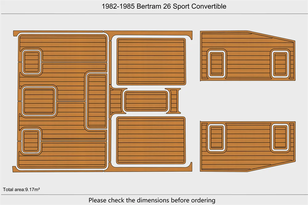 Eva foam Fuax teak seadek marine floor For 1982-1985 Bertram 26 Sport Convertible Cockpit 1/4