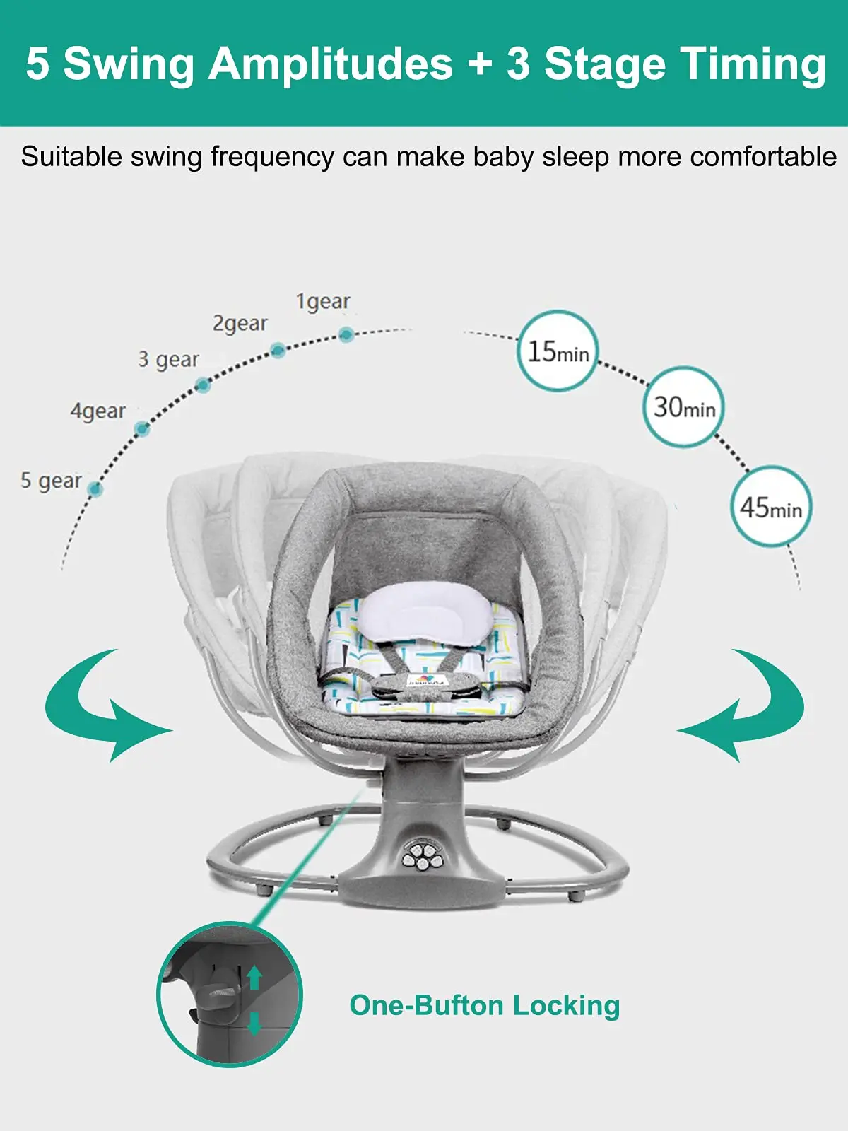 Kursi sandaran bayi baru lahir, kursi goyang untuk bayi nyaman tidur sambungan elektrik Bluetooth kursi bayi