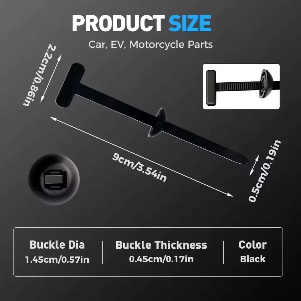 Nylon Universal Cable Tie Buckle-Heavy Duty Zip Ties Holder with Pin & Button Design Plastic Cable Ties Tool Fasteners Car Body view 6