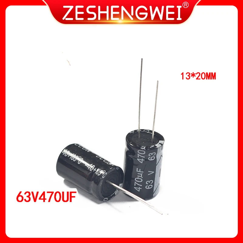 5PCS 63V 470UF Aluminum Electrolytic Capacitor 470uF 63V 13*20mm NEW Electrolytic Capacitor Size：13x20