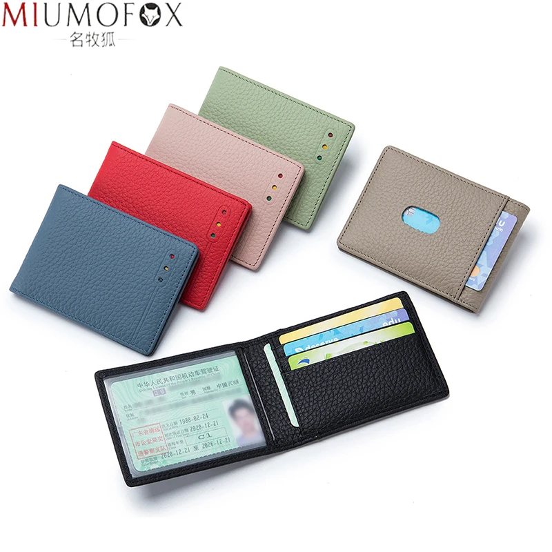 Genuine Leather Slim Car Driver's License Holder RFID Blocking ID Credit Card Cover Case Driving Documents Travel Pass Purse