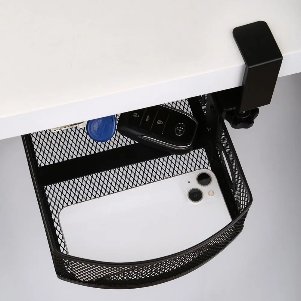 Image of Auslaufsichere Schublade für unter den Schreibtisch 360 ° Schwenkbarer C-Klemmen-Montage-Tischorganizer ohne Bohren, robustes Schreibtisch-Klemmregal für Wasserflaschen