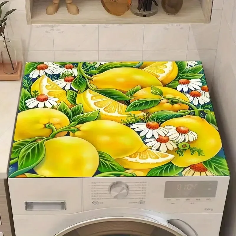 Lemon Fruits Coffee Mat Absorbent Dish Drying Mat for Kitchen Counter Rubber Backed Coffee Bar Fit Under Espresso Machine