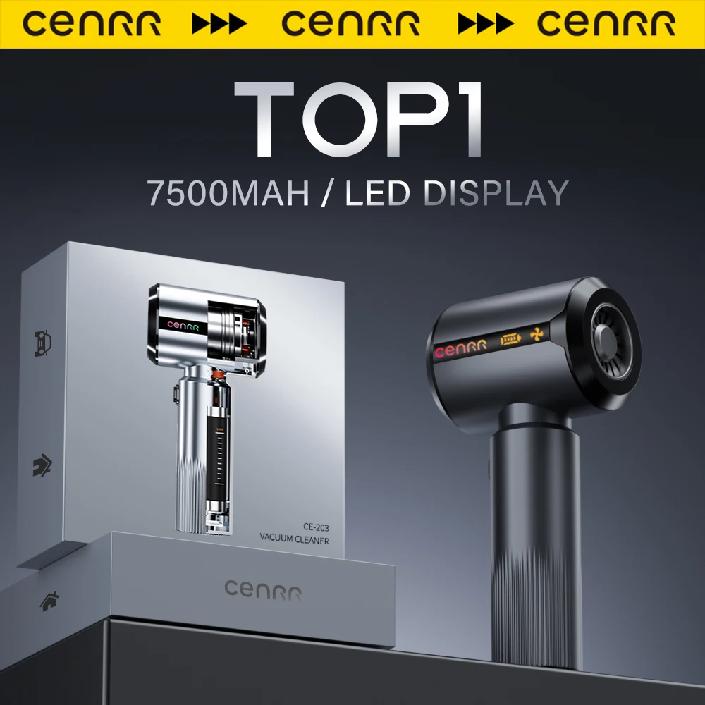 CENRR LED Display Screen New Car Vacuum Cleaner With Strong Suction Power Portable Toilet Gift Home Vacuum Cleaner for Car