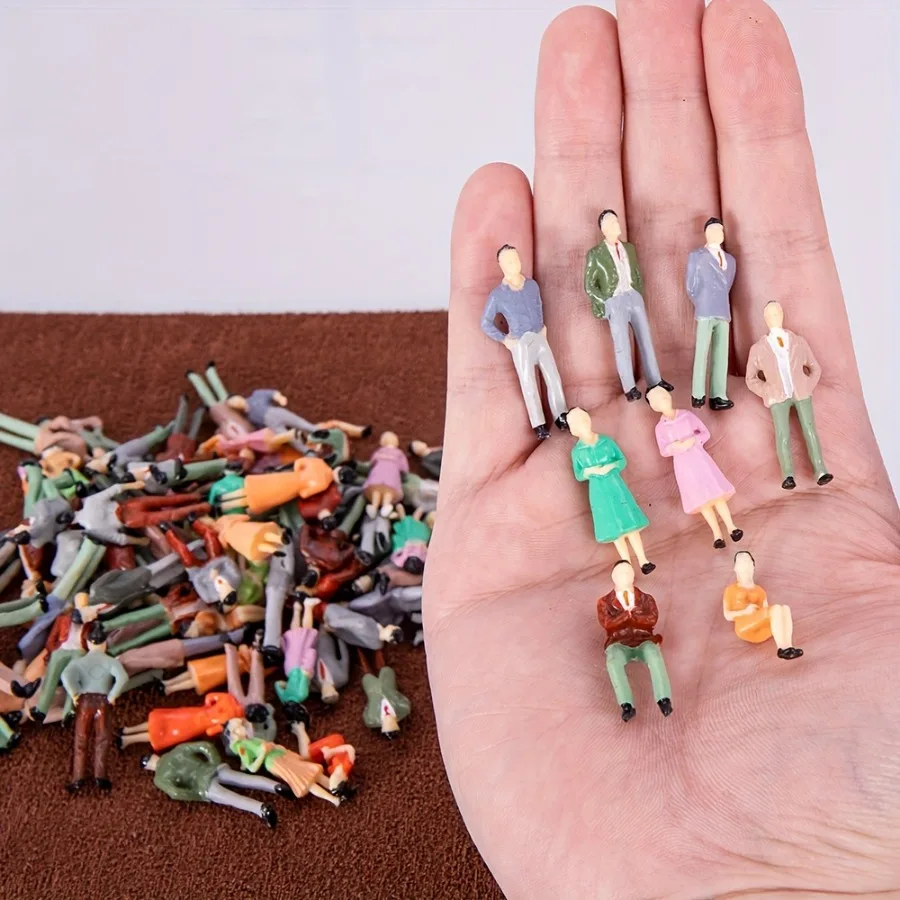 1:50 Scale Miniature People Figures, Painted Model Train Passengers for Diorama, Building Layout, Landscape Scenery