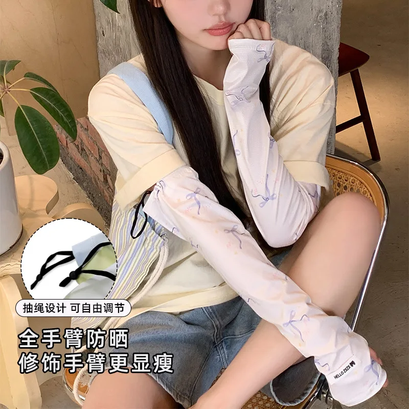 Summer UV-protective Arm Sleeves Cool Lightweight Breathable, Cute, Stylish, and Versatile Ice-silk Sun-protection Arm Sleeves
