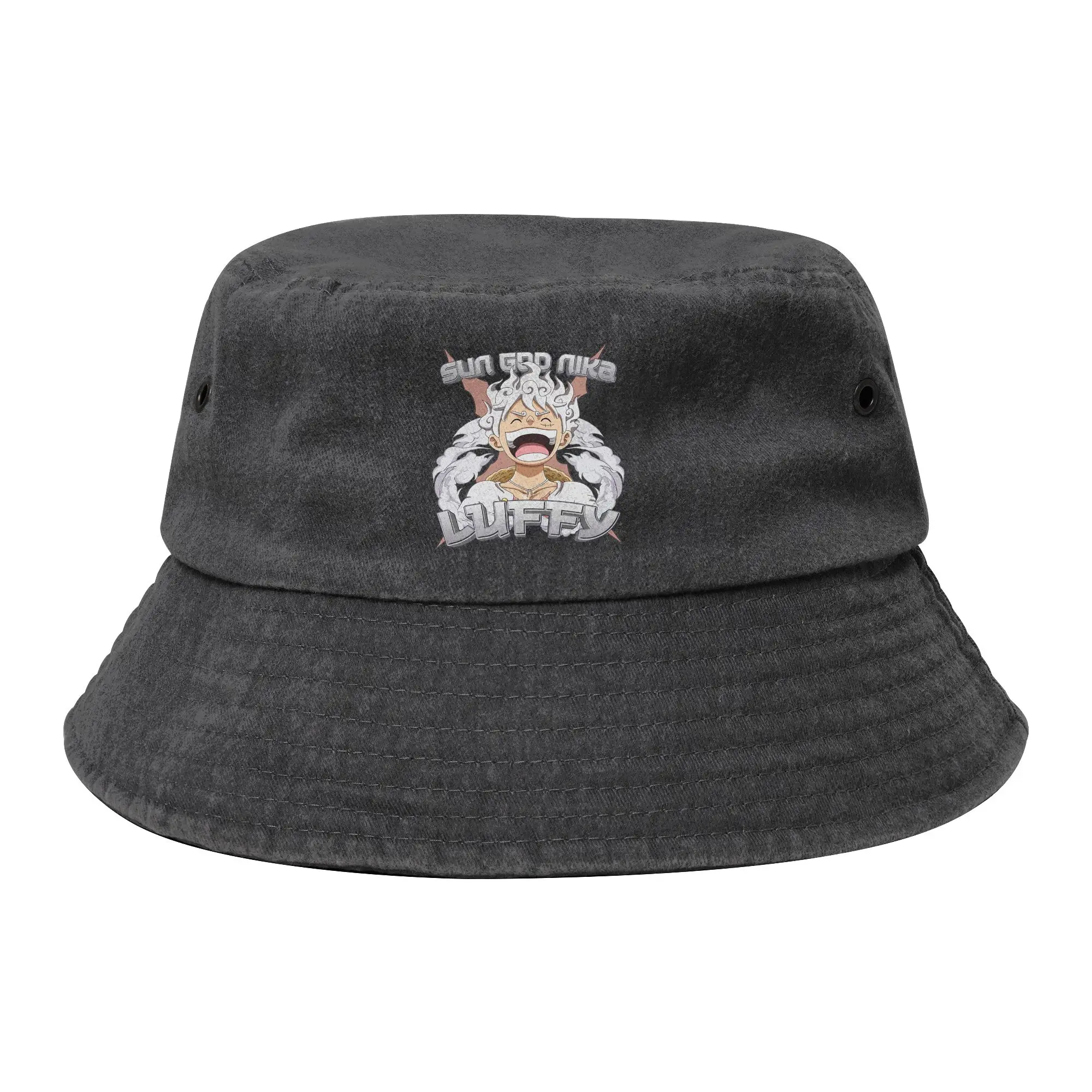 Monkey D Luffy Anime Bucket Hats for Men Women Beach One Piece Distressed Washed Field Hat Outdoor Fishing Caps