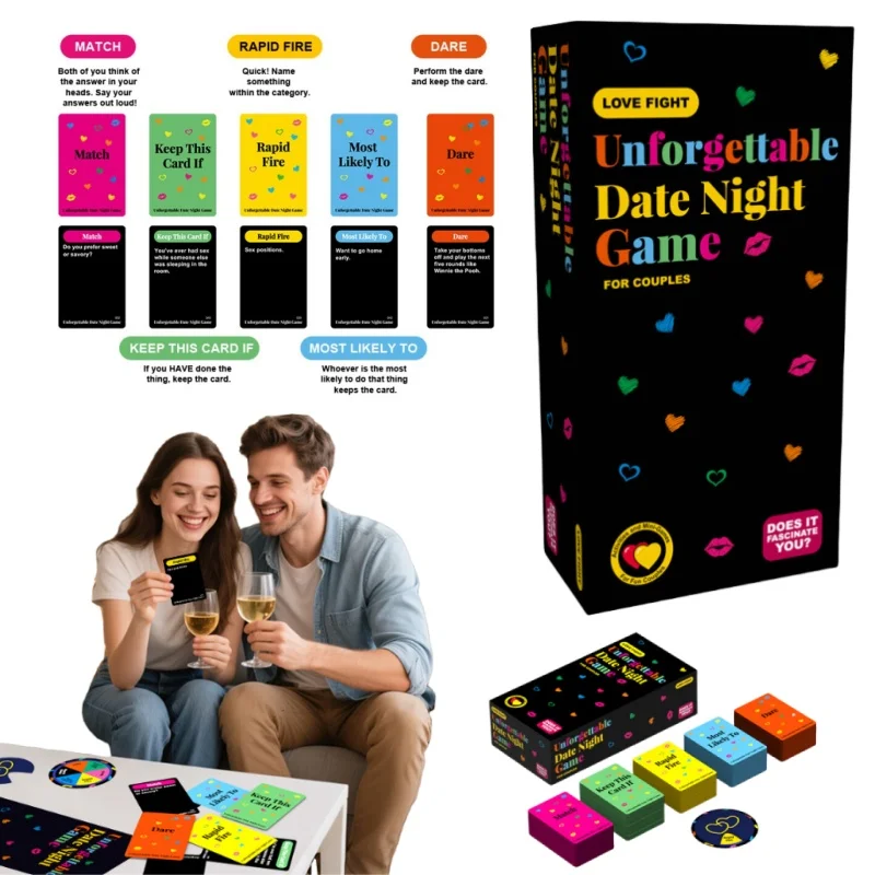 

Couple Unforgettable Date Night Tables Game 300pcs Card Game Two-player Board Game Funny Interactive Card Games For Couples