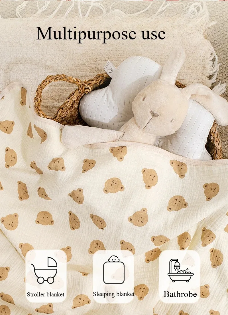 منشفة استحمام الطفل 4 طبقات الشاش القطن عباءة منشفة مع قبعة الرضع أربعة مواسم مقنعين الكرتون البشكير طفل منشفة استحمام لينة