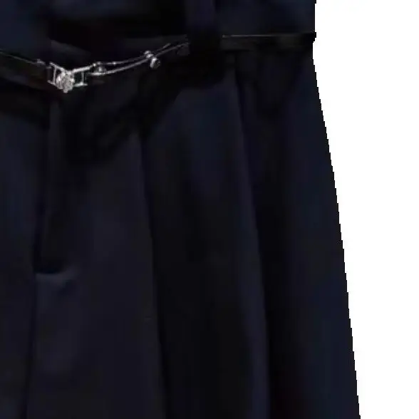 

Spring/Fall Women Hign Waist A-line Belt Pleated Solid Midi Skirt Loose Casual Fashion Half Skirt