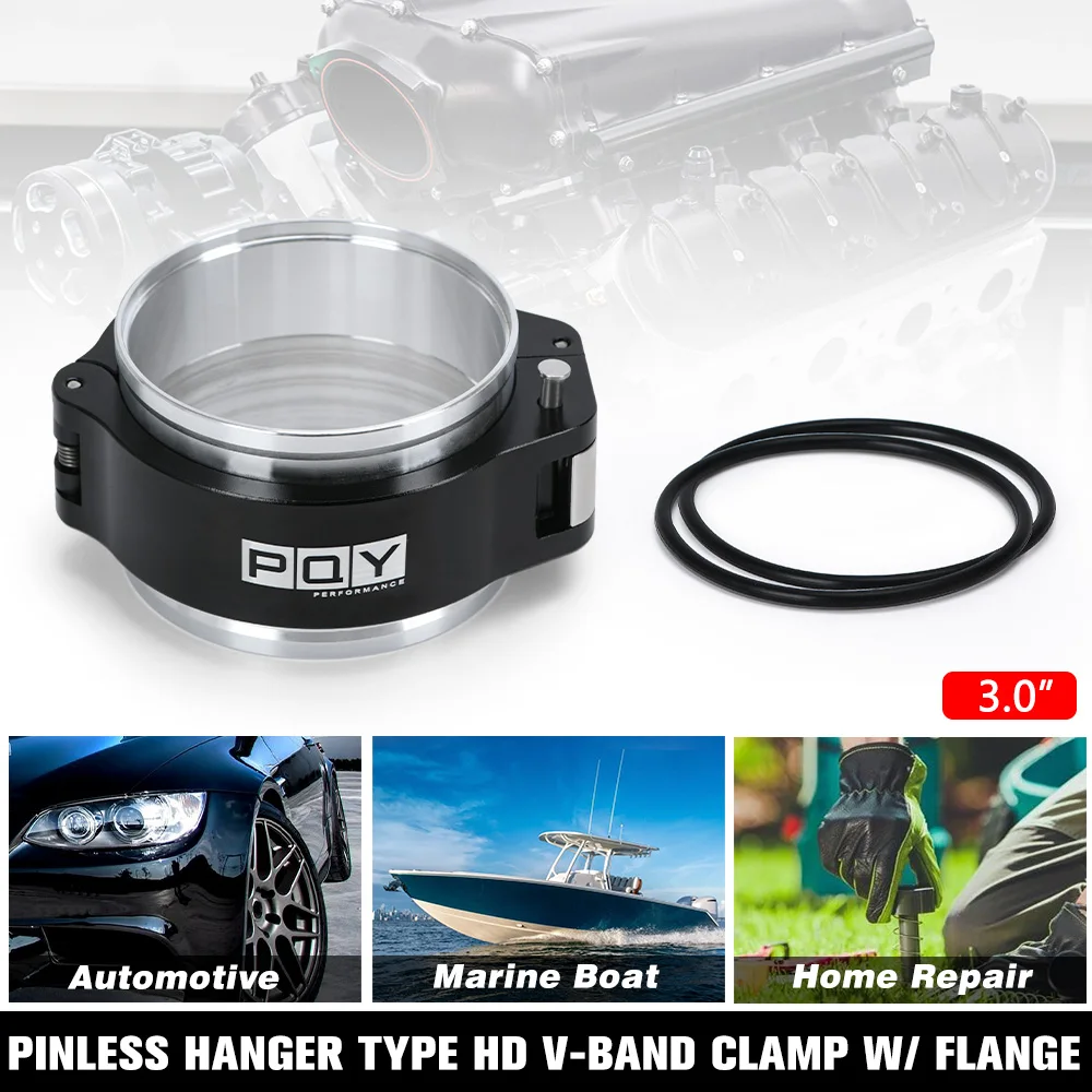 Klem V-band HD Aluminium + Rakitan Sistem Flange untuk Selang Radiator 3.0/2.5/3.5 Inci Pipa Pembuangan Turbo