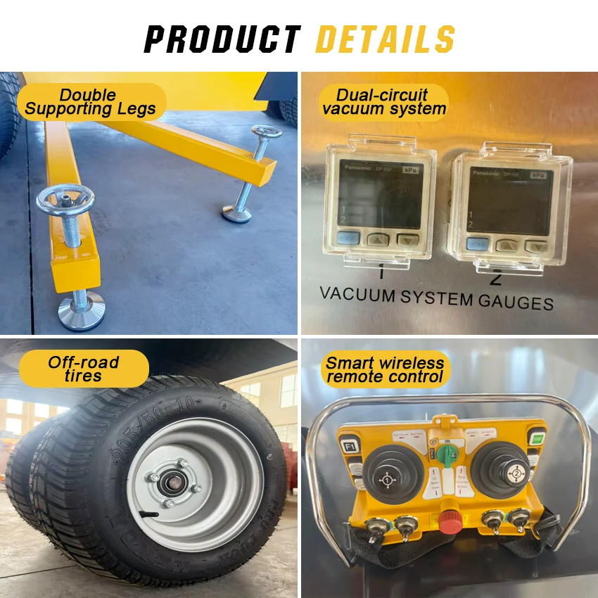 Glass Lifter 1200KG All Rough Terrain Electric Battery Vacuum Robot with Remote Control 360 Rotation Tilt Construction Motor