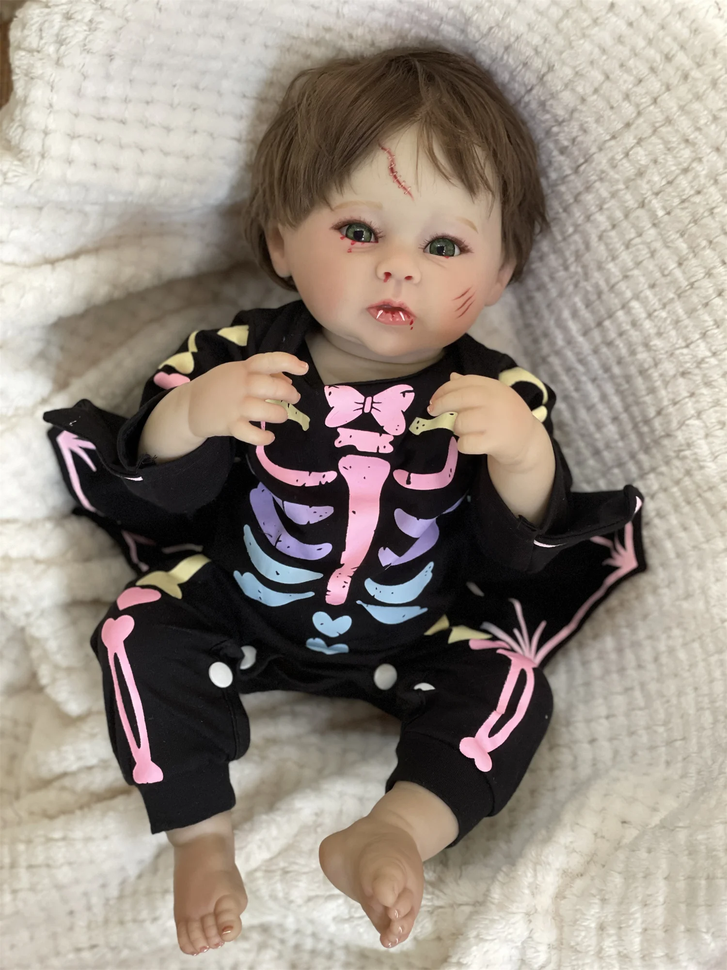 Attyi 3 Styles 18Inch Halloween Reborn Girl Doll Full Bady Soft Vinyl  With Rooted Hair 3D Painted Skin bebe reborn For Children