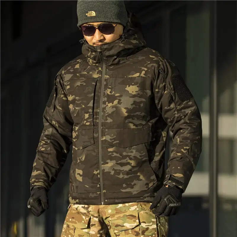 Camouflage Heat Reflection Tactical Cotton Clothing Men Warm Windproof Waterproof Jacket Hiking Camping Hunting Fishing Clothes