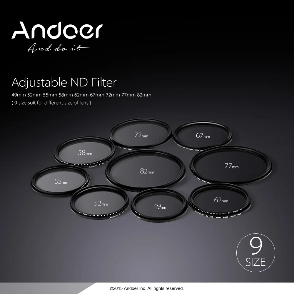 Kit de filtres ND Fader 72 mm, densité neutre réglable ND2 à ND400, pour appareil photo reflex numérique Canon