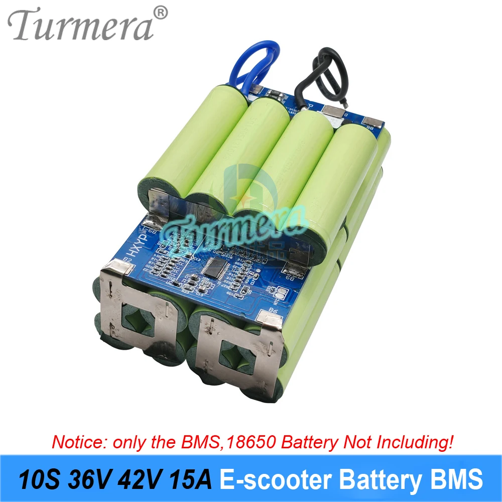 

Turmera 10S 36V 15A BMS 42V Lithium Battery Protection Board with 100K PTC Use in 18650 21700 Electric Bike or E-Scooter Battery