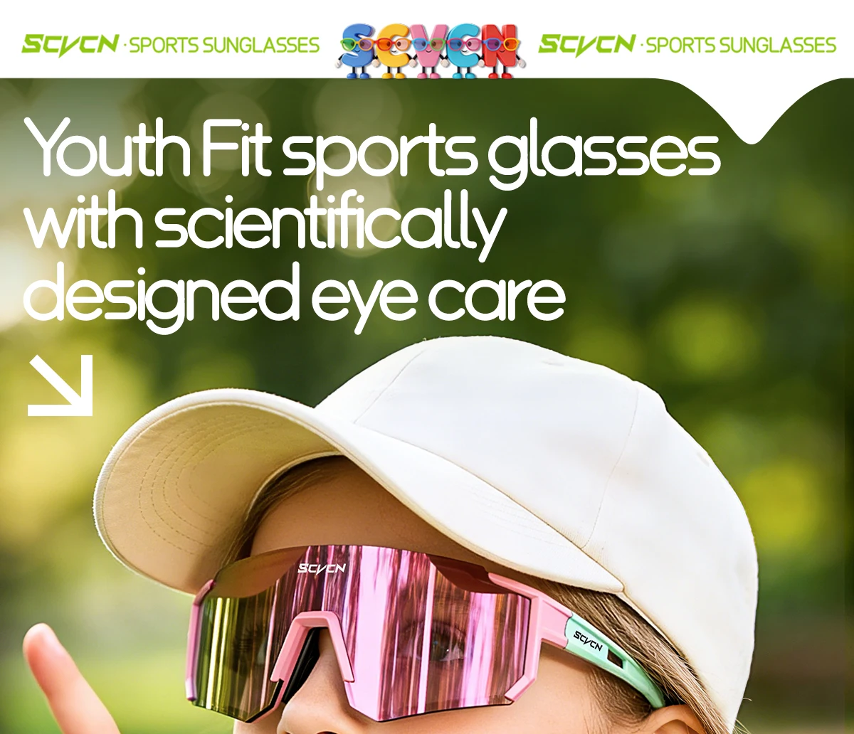 SCVCN Kinder-Radsportbrillen Mädchen-Sportbrillen UV400 Jungen Baseball Outdoor Laufen Wandern Eyewear Sonnenbrillen 2026 – Detail 1