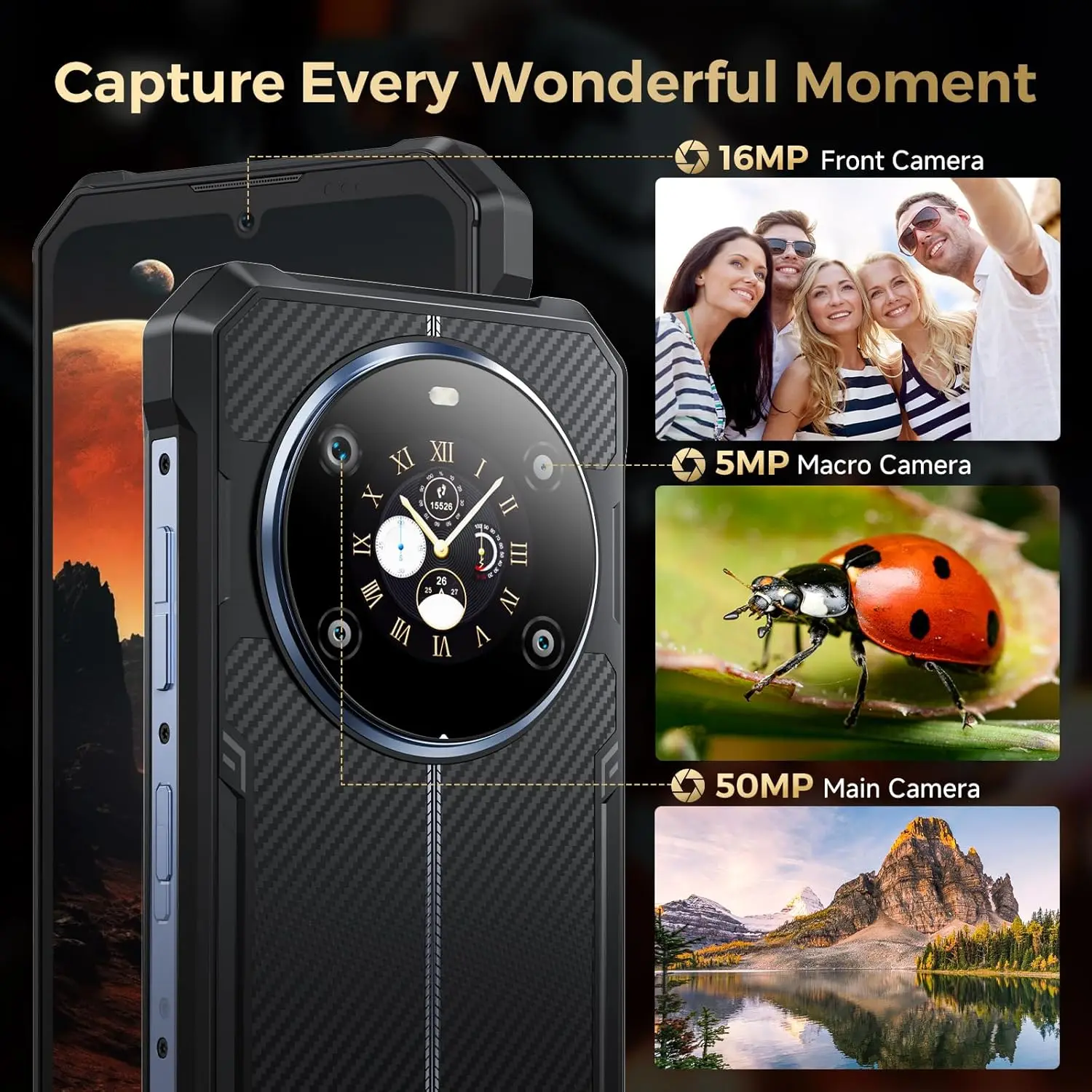 FOSSIBOT F109S 4G هاتف خارجي متين غير مقفول: 24 جيجابايت رام + 256 جيجابايت، 6.745 بوصة HD+/1.32 بوصة IPS، 10600 مللي أمبير، Android 15، كاميرا 50 ميجابكسل، IP68/IP69 #5