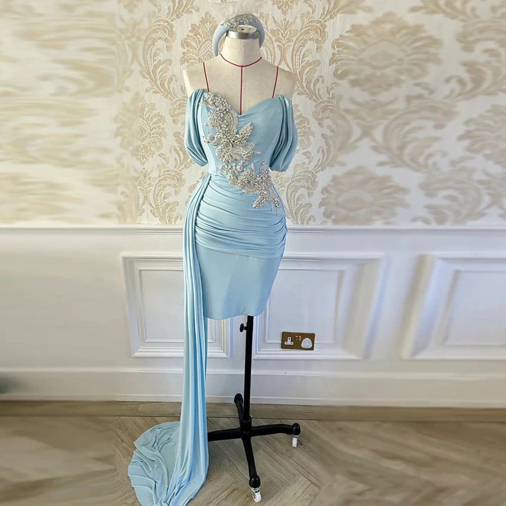 

Современное индивидуальное коктейльное платье, мини-короткое коктейльное платье для женщин, платье-футляр с открытыми плечами, украшенное бисером, для свадебной вечеринки