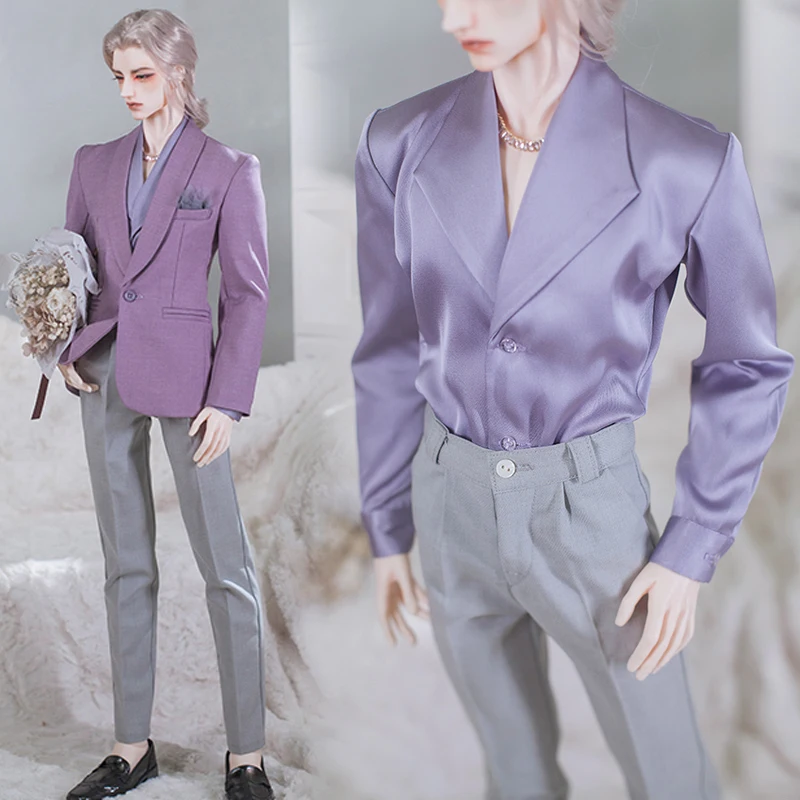 D04-B104 children handmade toy SD17 70/68 73 ID75 YC76 80 uncle BJD Doll clothes Purple lapel shirt