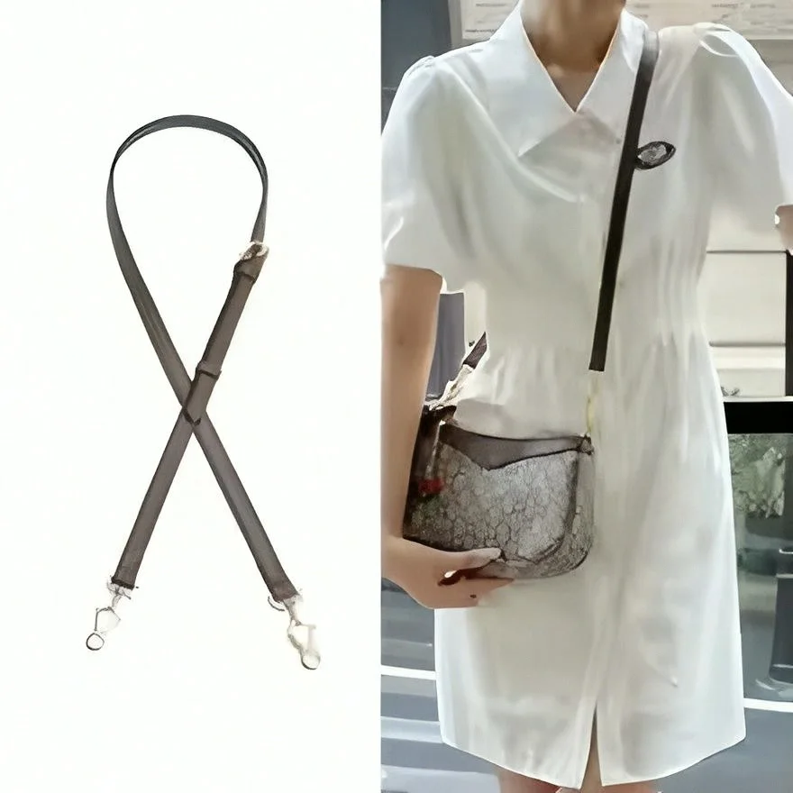 Adjustable Thin Black Leather Replacement Crossbody Bag Strap Handbag Purse DIY Modification Accessories, Bag Not Included
