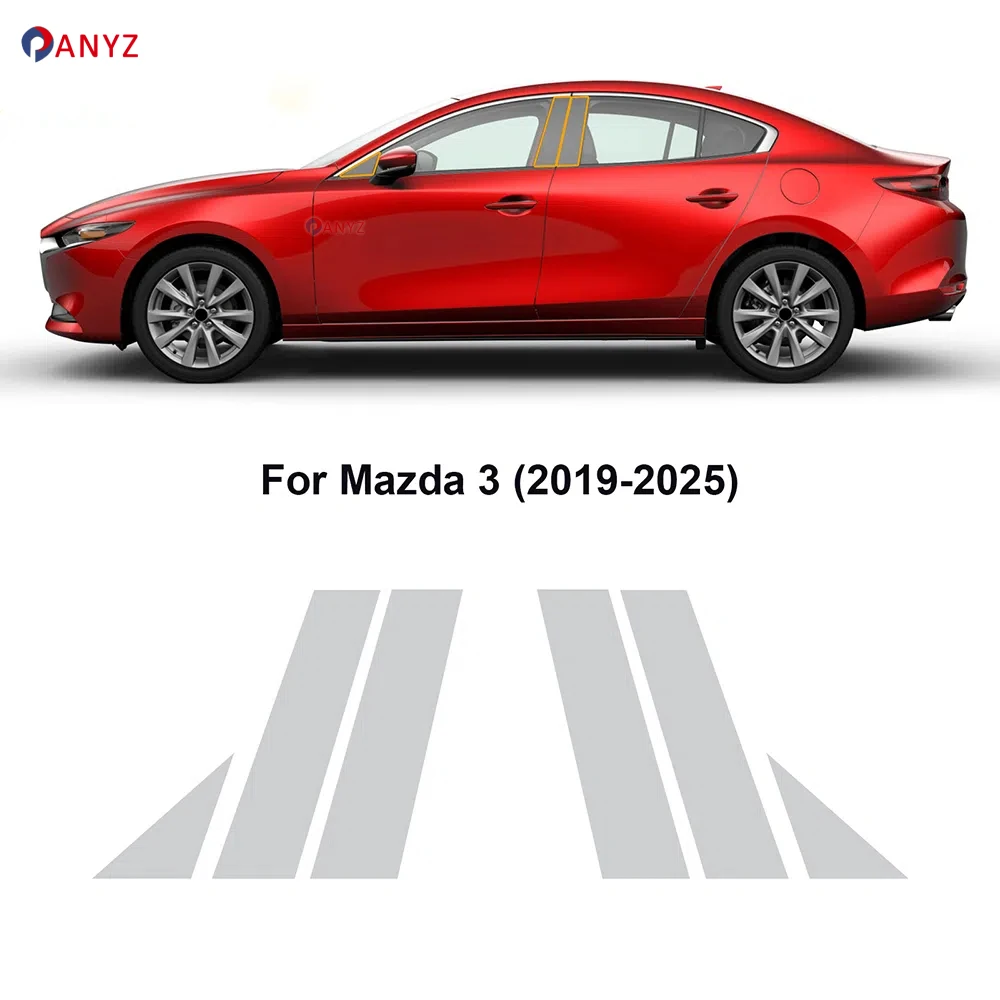

Автомобильная пленка заднего вида для Mazda 3 2019-2025 B C, стойки, защитная наклейка от краски, защита от царапин, внешний ТПУ, PPF, прозрачный ремонт