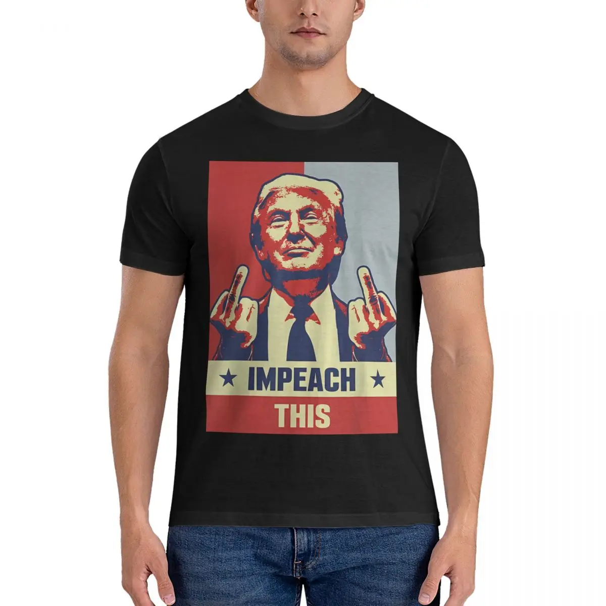 Impeach This T Shirt Men Cotton Novelty T-Shirt Round Collar Donald Trump Tees Short Sleeve Tops Gift