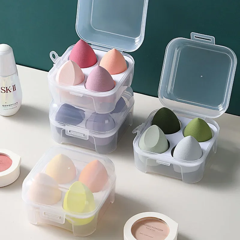 4pcs Set Makeup Puff Cosmetic Latex Soft Beauty Ball Foundation Powder Box Wet and Dry Colorful Makeup Tool