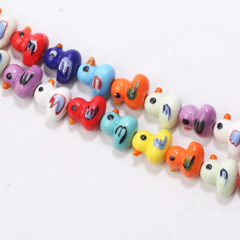 Cute Duck 10pcs Smooth Ceramic Beads for DIY Jewellery Making