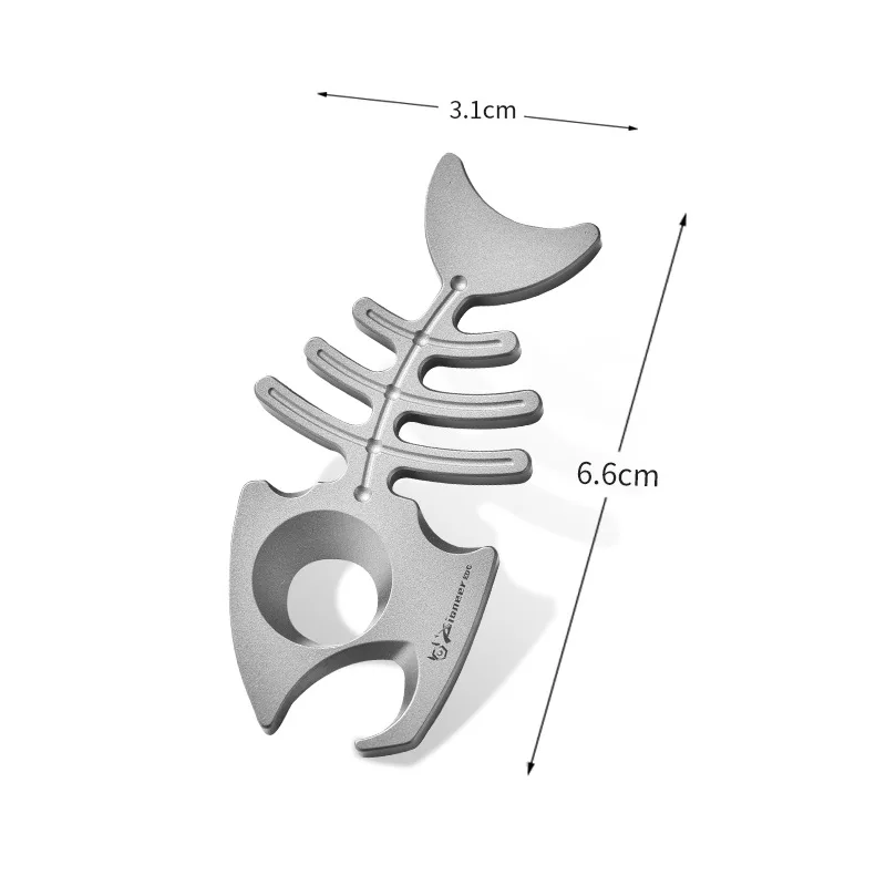 Multifunctional titanium alloy fishbone portable bottle opener EDC keychain pendant, outdoor edc tool