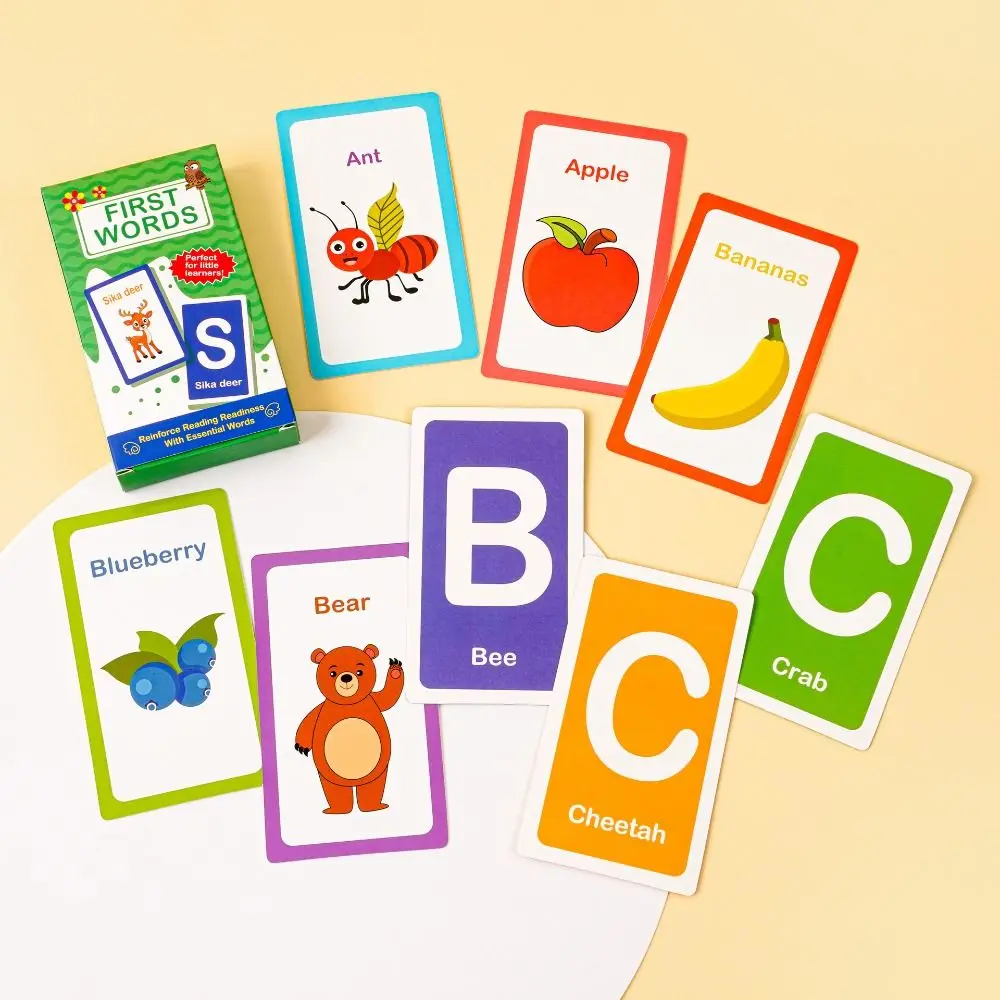 Montessori Baby Learning Cards First Words Colors&Shapes Interactive Learning Toys Early Educational Paper ABC Alphabet Letter