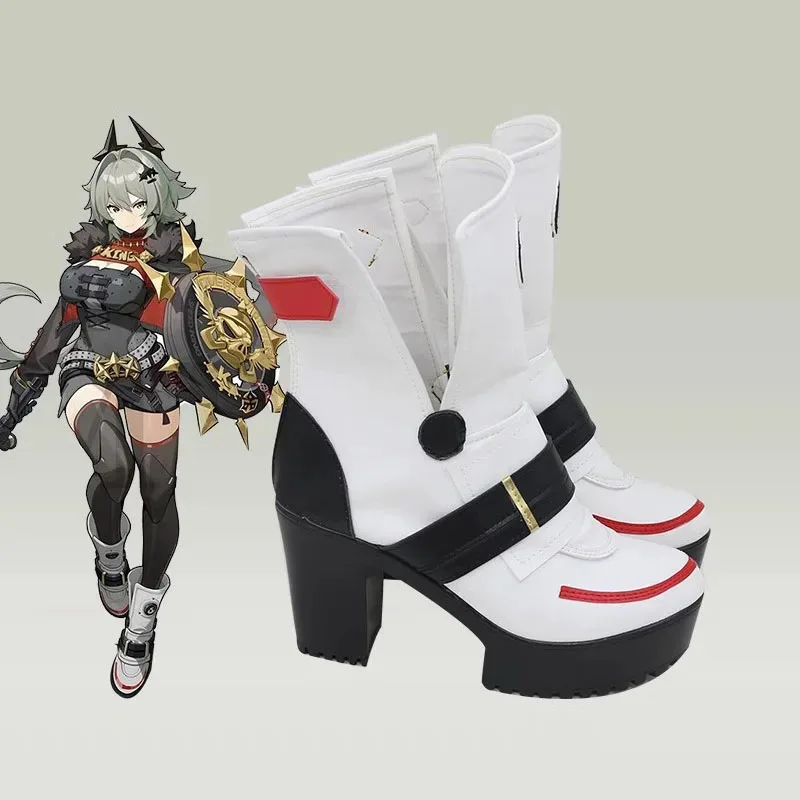 أحذية كوسبلاي لعبة Zenless Zone Zero Cesar King كعب عالي أنيمي الهالوين الأبيض بولي Leather الجلود كوس لعب الأدوار الأحذية ty'4