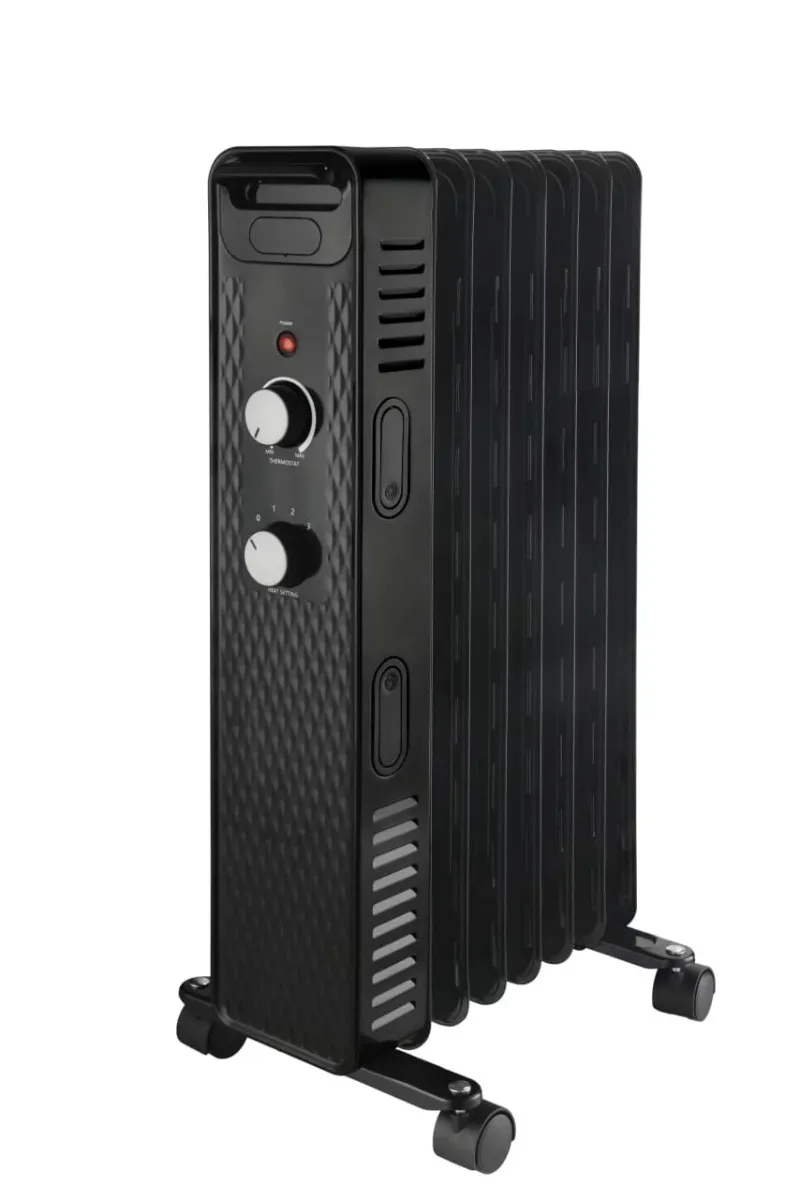 Mainstays 1500W Mechanical Oil Filled Electric Radiator Heater, WSH07O2ABB, Black