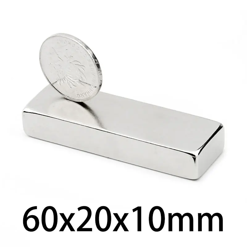 1/2/3/5PCS 60x20x10mm NdFeB Super Strong Neodymium Magnet Strip Block Permanent Magnet N35 Powerful Magnetic Magnets  60*20*10mm