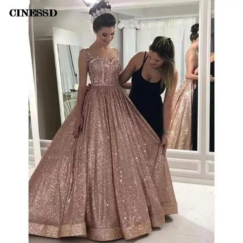 Современное розовое золото, африканские Светоотражающие платья Quinceanera, вышитые бисером кристаллы, блестящее официальное платье с открытой спиной