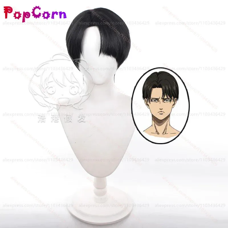qq28LQLevi Ackerman Unisex 30cm Short Hair Black Wig Anime Cosplay Heat Resistant Synthetic Wigs