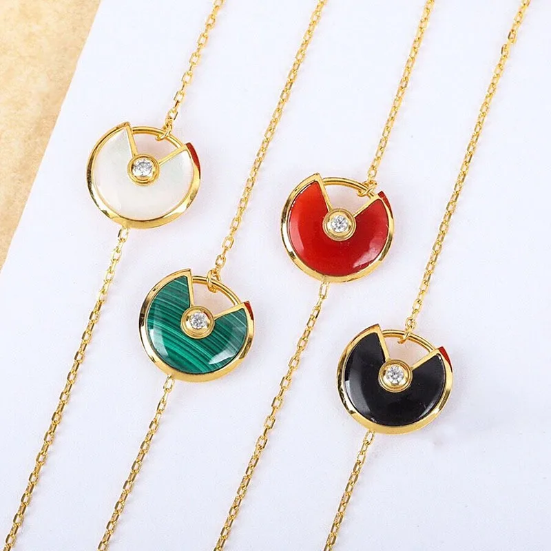 

Новый браслет-амулет из розового золота с натуральным камнем, женская мода, простой темперамент, вечерние, роскошные брендовые ювелирные изделия, подарки