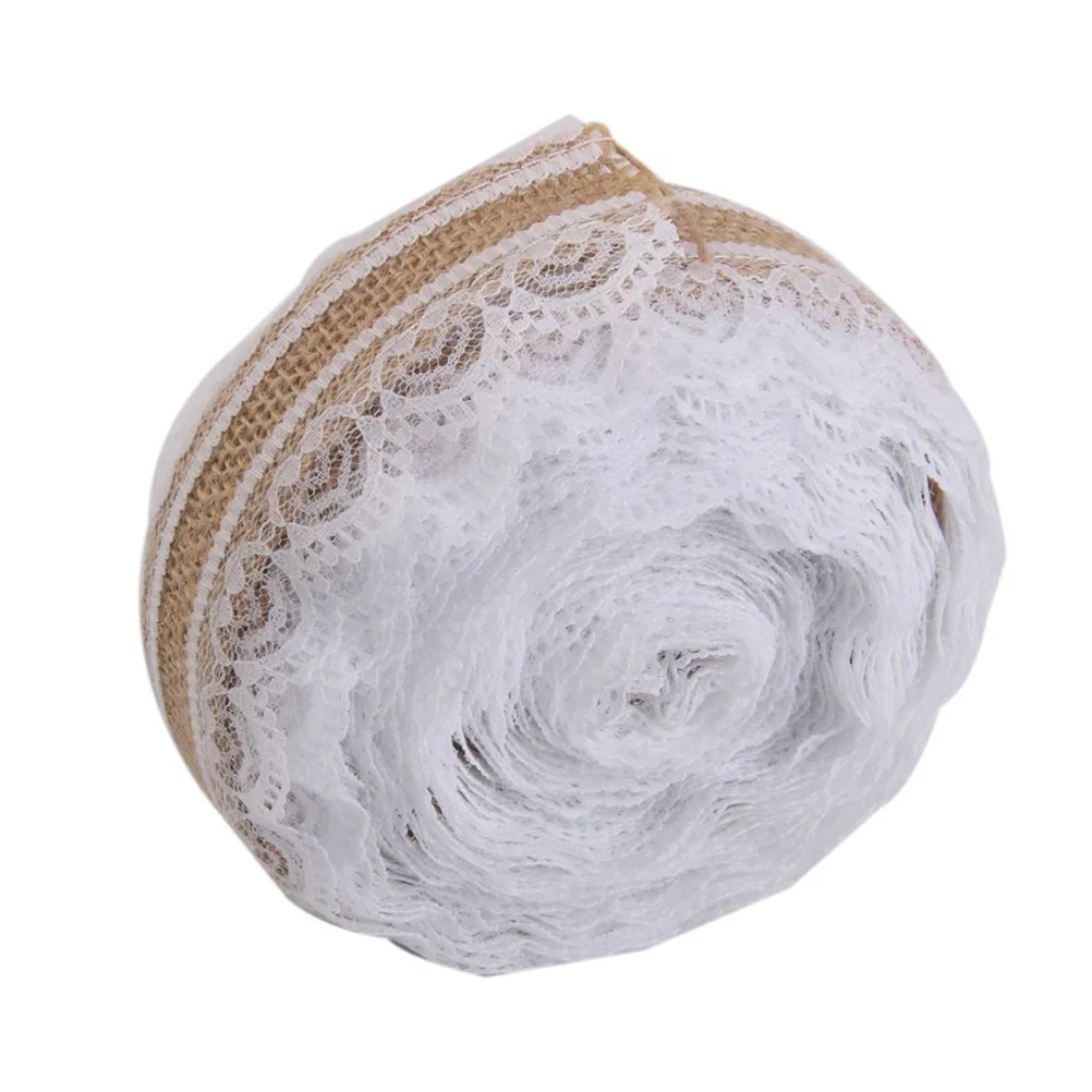 

10M Burlap Ribbon 6cm Wide Brown White Hessian Tape DIY Craft Lace Ribbon Home Decoration Wedding Room Office Decor