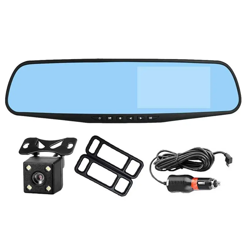 

Front And Rear Mirror Dash Cam Front And Rear View Hd 1080P Dual Cameras Mirror Dash Cam Dual Lens Wide Angle Car Recording