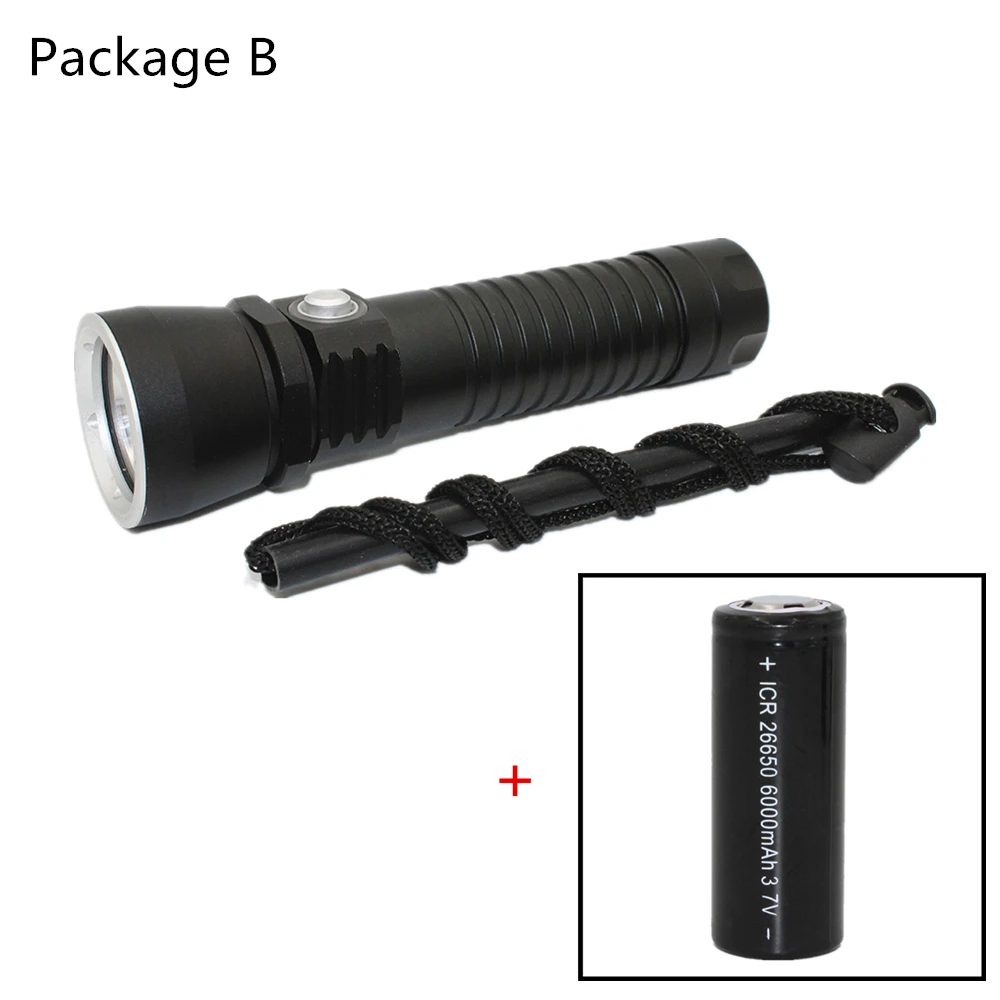 Waterproof LED Diving Flashlight 1000LM XM-L2 Diving Torch White Light Lantern Underwater Torch 18650 Lamp