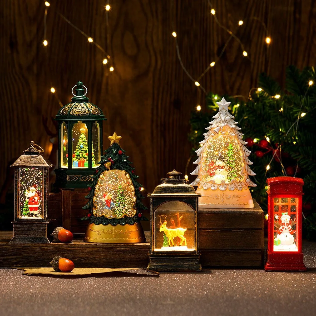 Christmas decorations, atmosphere lighting 5.3cm*5.3cm*13cm, gift photo props, small gifts, desktop decorations