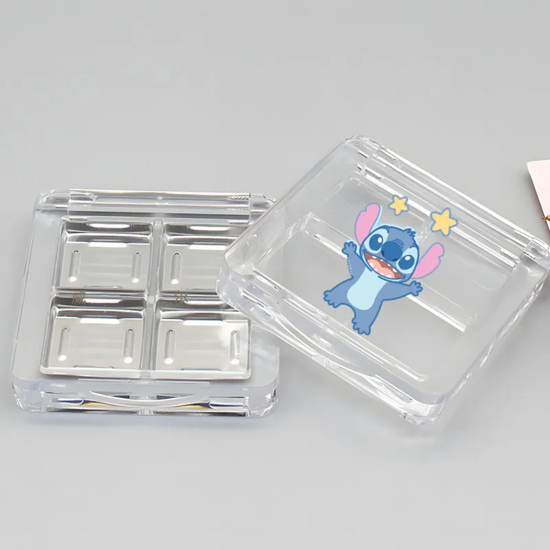 Stitch Eye Shadow Palette Packaging Kawaii Cartoon Figure Exquisite Girl Blush Cosmetic Storage Travel Convenient Supplies Gift