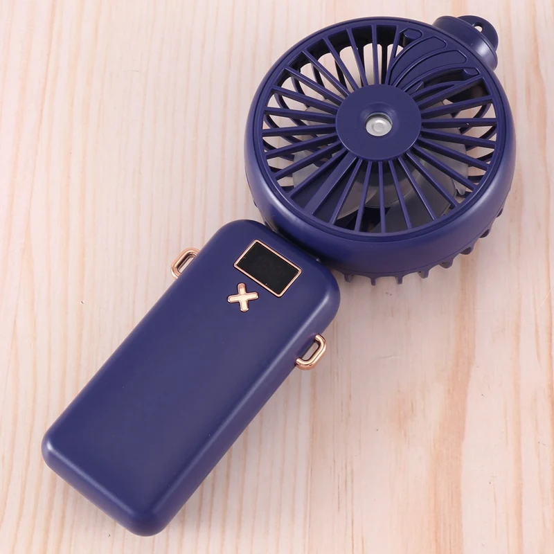Vendita superiore 5000Mah Ventilatore elettrico pieghevole USB ricaricabile Ventola di raffreddamento ad aria Funzione spray Ventilatore portatile con display digitale a 5 velocità
