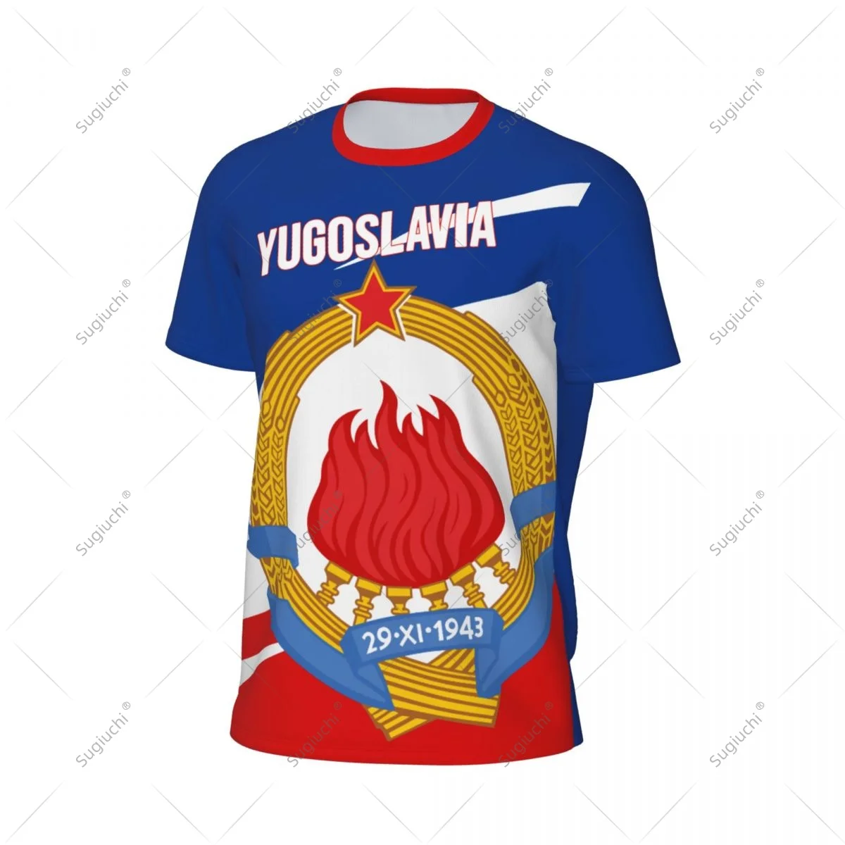 Yugoslavia Flag Men Sports T-shirt Women Tees jersey for Soccer Football Running Bike Tennis Fitness Fans - view 3