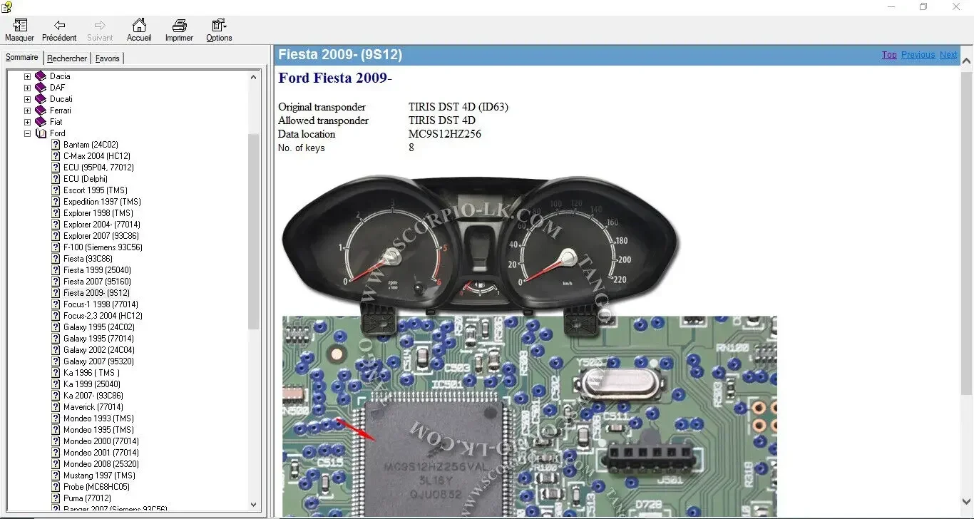 IMMOBILIZER LOCATION ECU CAR AND EPROME  It Shows The Immo Eeprom Location and Number  Large Database on Eeproms for All Cars