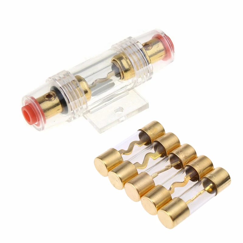 2Pcs Gold Plated Glass AGU Fuse Fuses Pack Car Audio Amp Amplifier 20 / 50 /100 AMP