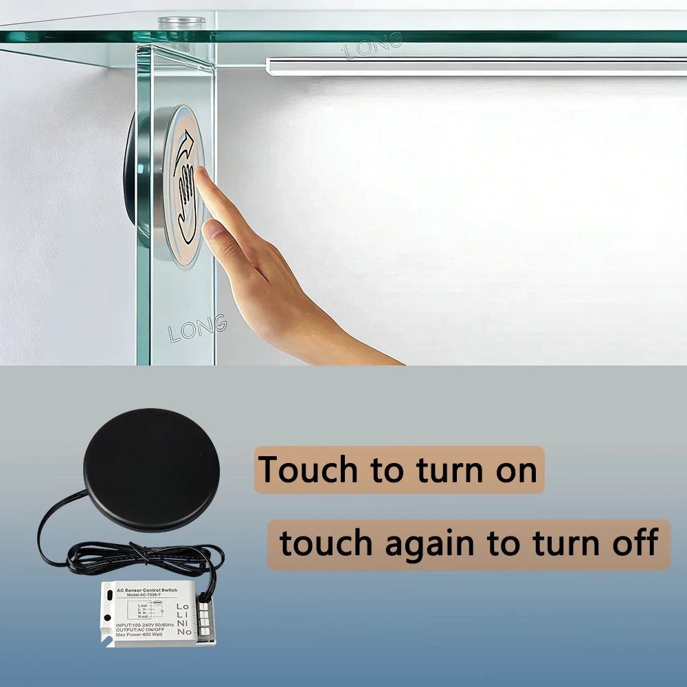 Touch Switch Sensor AC220V LED Cabinet Closet No-Drilling Penetrating Wood Panel Hidden Touch Sensor For Wardrobe Cupboard view 3